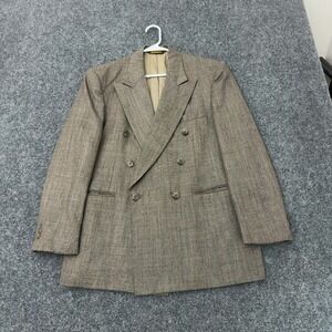 Vintage Adams Row Blazer Mens 40 Brown Wool Double Breasted Peak Lapel Classic